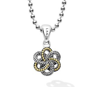 Sterling Silver and 18 yellow gold Lagos Love Knot 15MM Pendant on chain